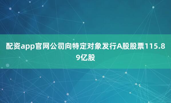 配资app官网公司向特定对象发行A股股票115.89亿股